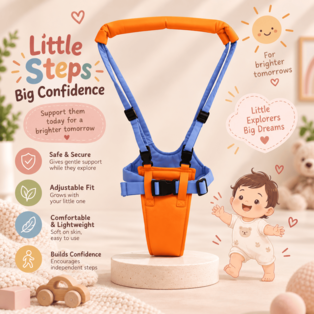Nestush orange and blue adjustable baby walking harness