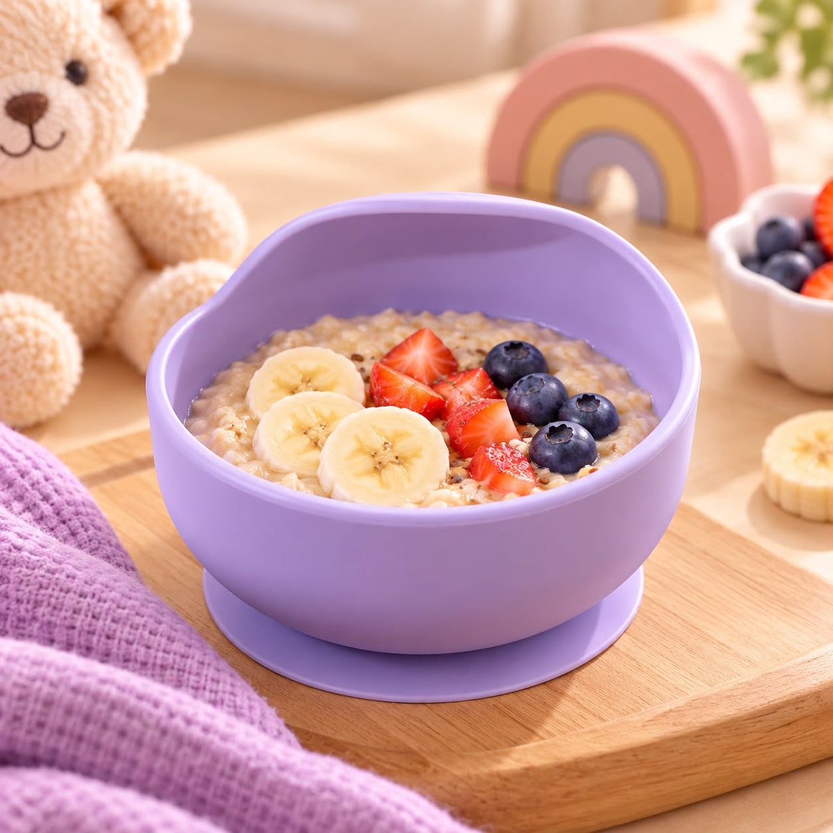 Lavender silicone baby drinking glass for self-feeding toddlers