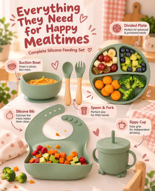 NestBite silicone suction bowl with strong grip base for spill-free baby meals