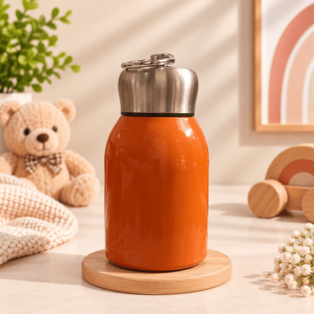 Nestush stainless steel insulated bottle in orange with metallic cap