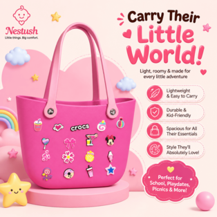 NestVibe Big by Nestush — Large Silicone Jelly Crocs Tote Bag with Attachable Charms, Spacious, Trendy & Waterproof