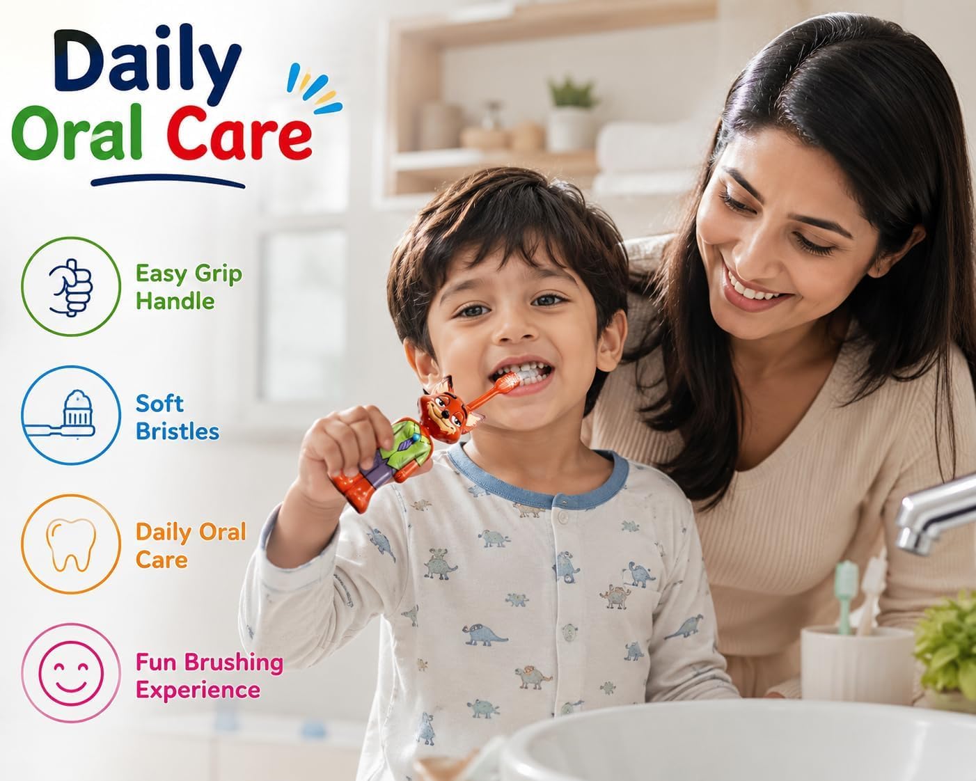 2. NestPop pop-up character kids toothbrush with otter design, soft bristles, BPA-free