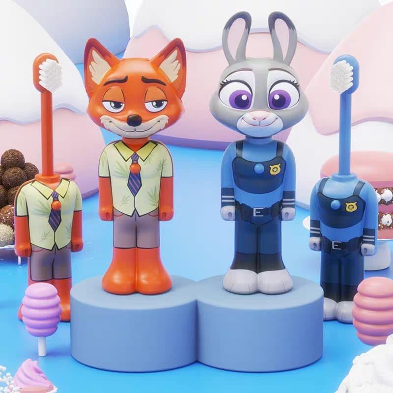 3. NestPop pop-up character kids toothbrush with raccoon design, soft bristles, BPA-free