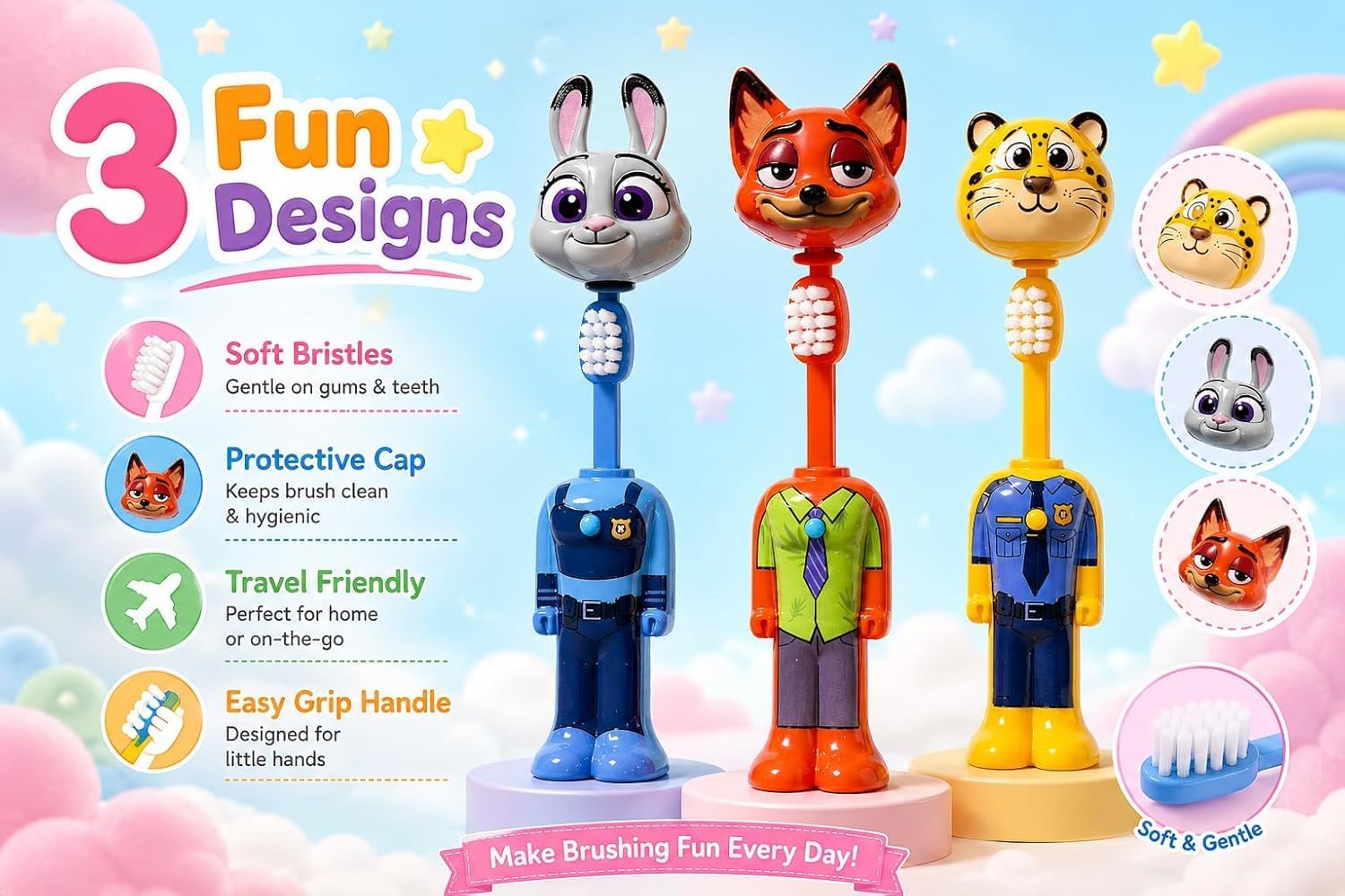 6. NestPop pop-up character kids toothbrush with bunny design, soft bristles, BPA-free