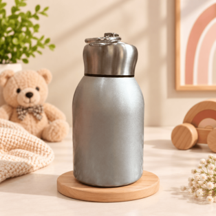 Nestush stainless steel insulated bottle in silver with metallic cap
