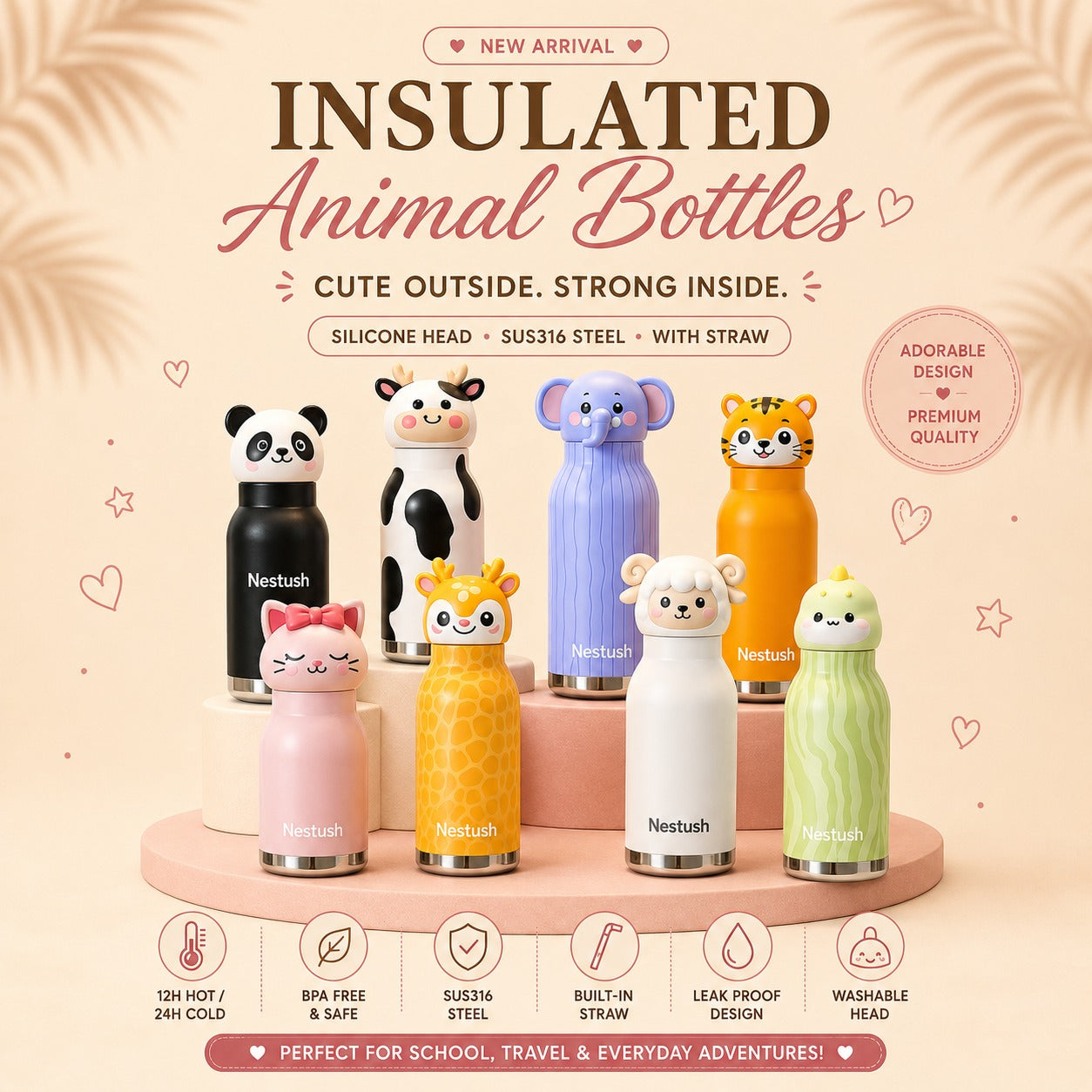 Nestush The Nest Crew — Insulated Character Water Bottle for Kids