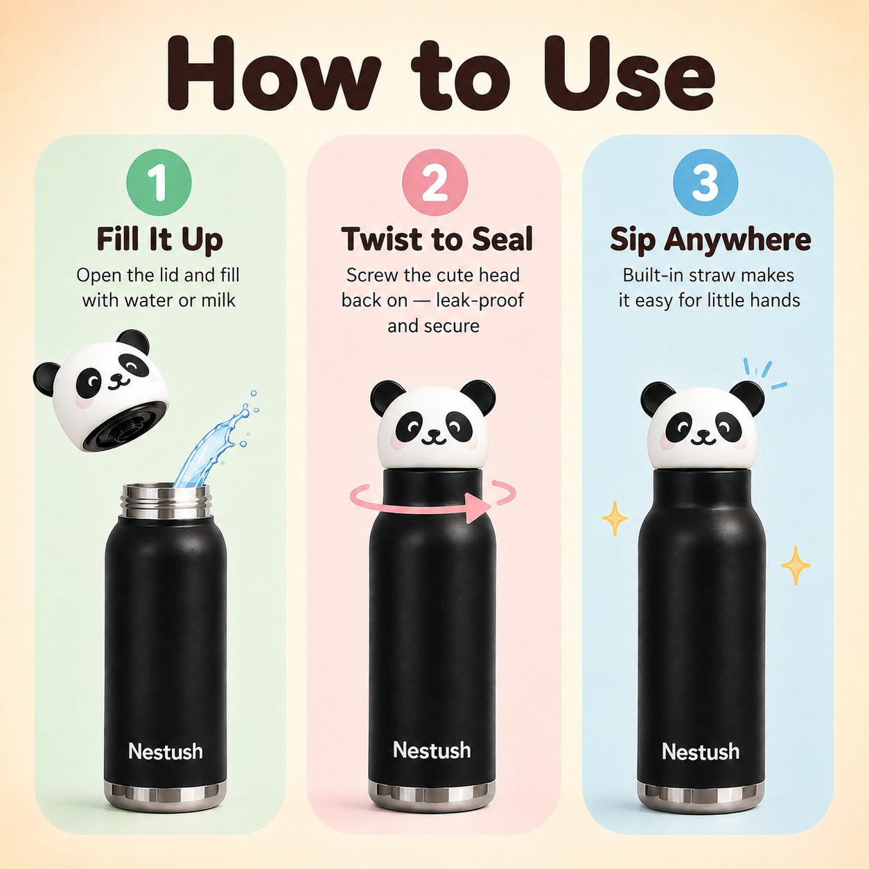 Nestush The Nest Crew — Insulated Character Water Bottle for Kids
