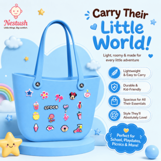 NestVibe Big by Nestush — Large Silicone Jelly Crocs Tote Bag with Attachable Charms, Spacious, Trendy & Waterproof