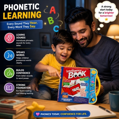 Father and son using NestLearn Intelligent Book together for phonetic learning and building reading confidence