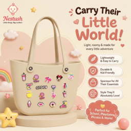 NestVibe Big by Nestush — Large Silicone Jelly Crocs Tote Bag with Attachable Charms, Spacious, Trendy & Waterproof