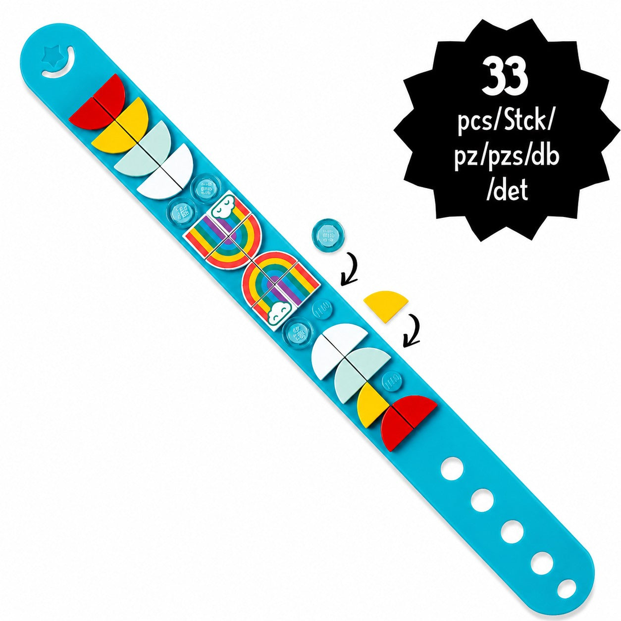 LEGO DOTS Rainbow Bracelet with extra tiles and 33-piece set badge