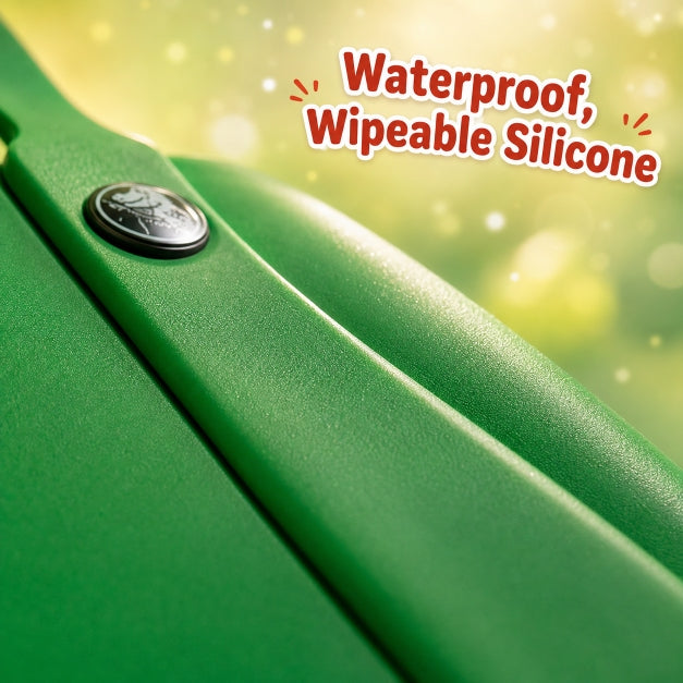 Macro close-up of the smooth waterproof silicone material texture on a NestVibe crocs tote bag