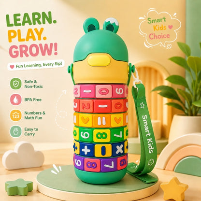 NestMath Stacking Water Bottle in Meadow Green with numbers and math sums highlighted