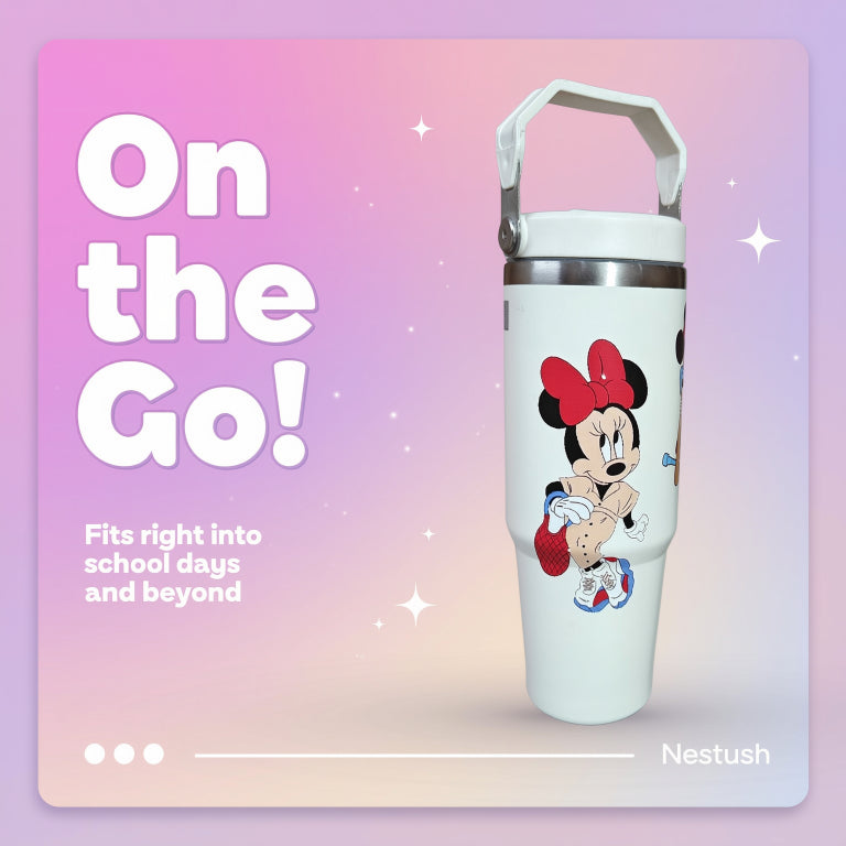 NestMickey insulated tumbler inside school bag lifestyle shot