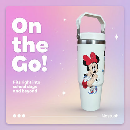 NestMickey insulated tumbler inside school bag lifestyle shot