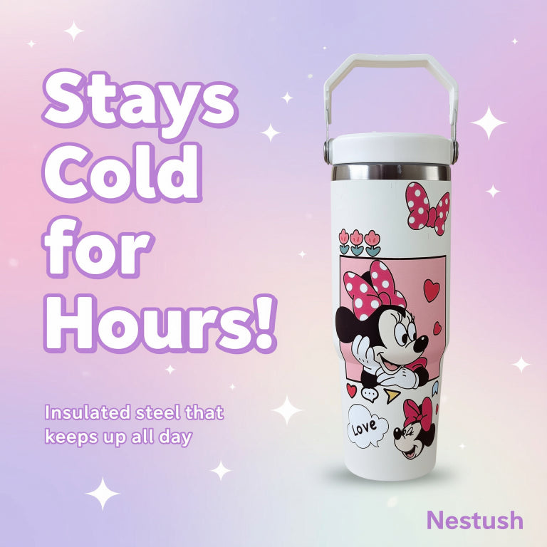 NestMickey insulated tumbler keeping drinks cold with condensation