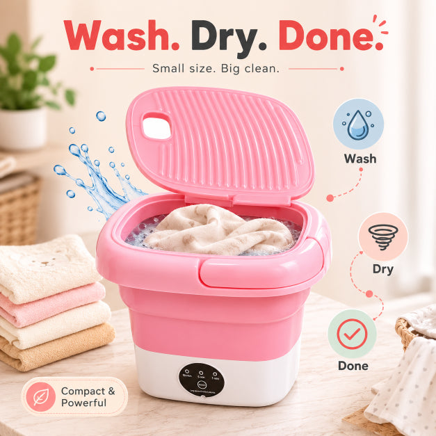 NestWash wash and dry function demonstration with water droplet and spin icons