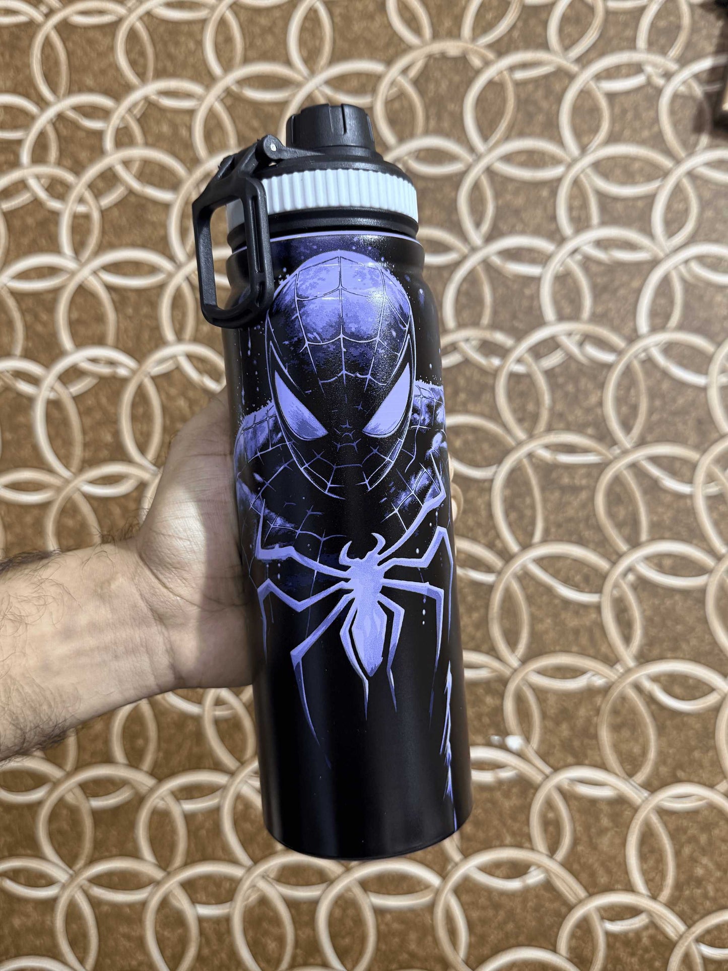 Nestspidy 800ML insulated SUS316 steel water bottle in Shadow Spidy design
