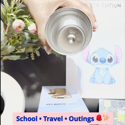 Nestush 450ml insulated kids tumbler shown from the inside, highlighting the stainless steel interior and insulated construction
