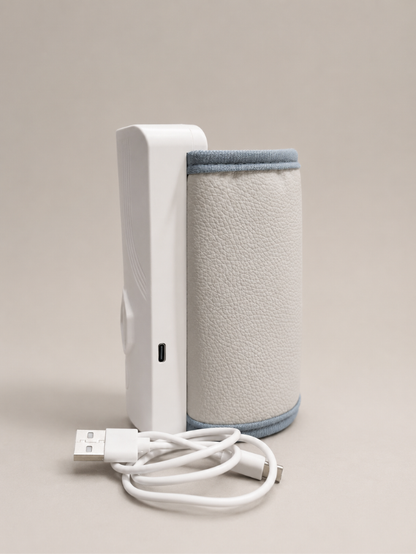 Nestush bottle warmer USB-C charging port and sleeve texture detail