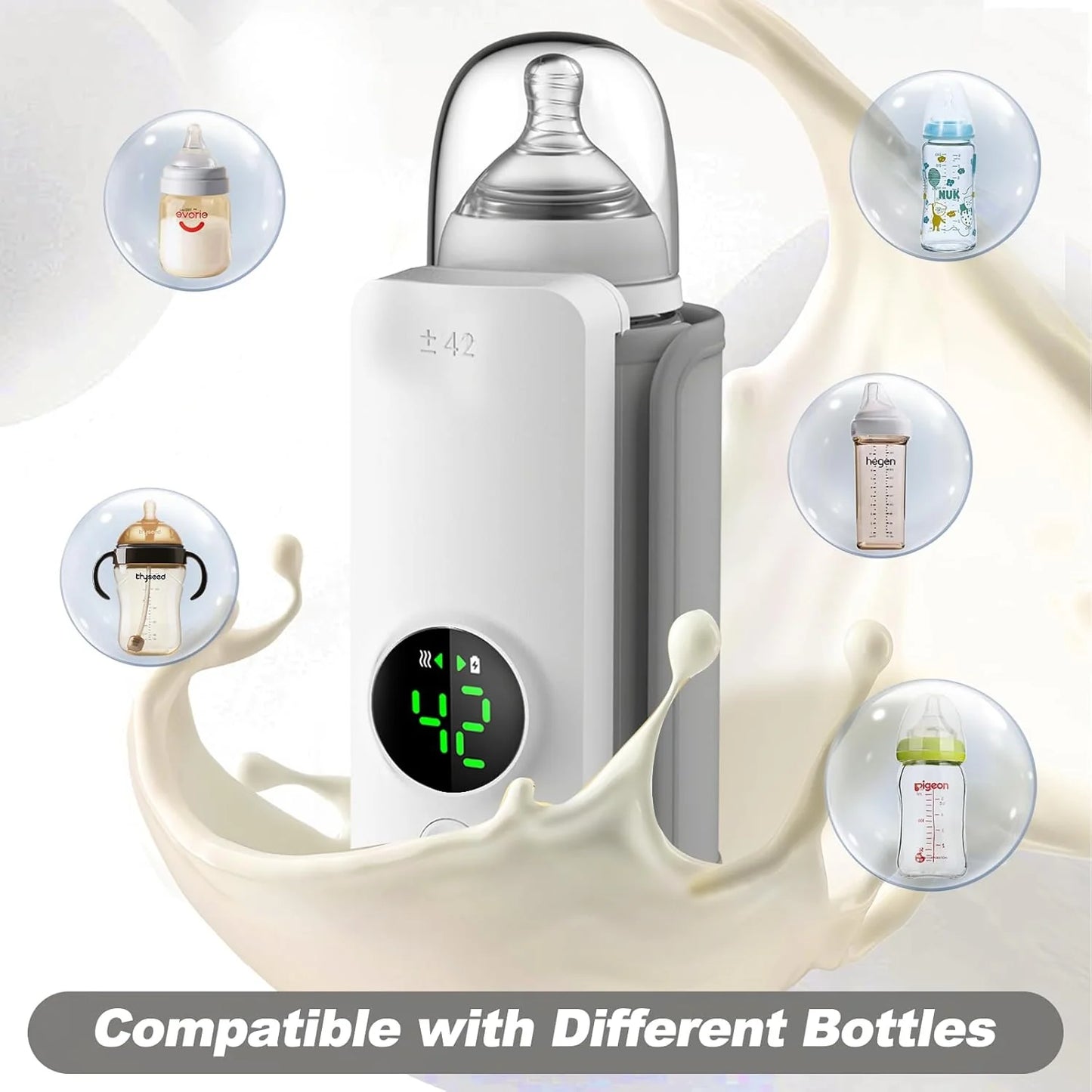 Nestush bottle warmer compatible with NUK, Pigeon, Hegen, and other popular baby bottle brands