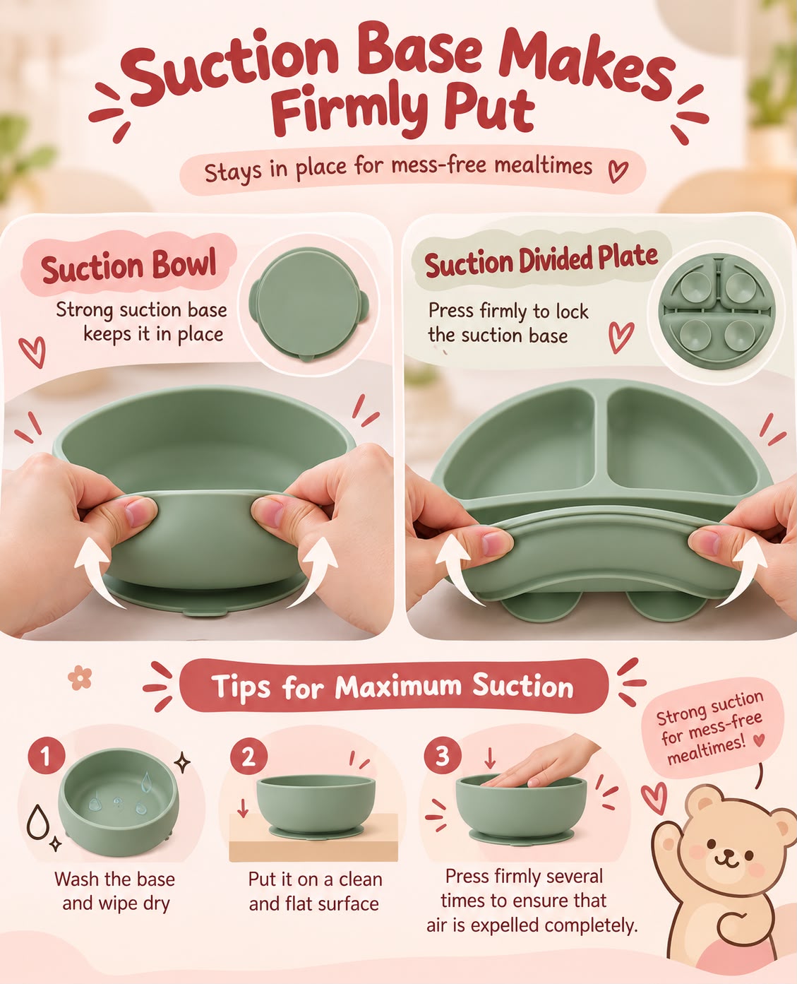 NestBite soft silicone baby spoon and fork with natural wooden handles
