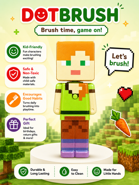   Alex inspired pixel character themed kids toothbrush in green outfit