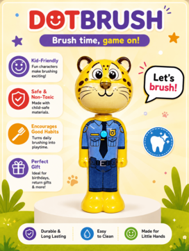   Cute tiger character themed kids toothbrush for children