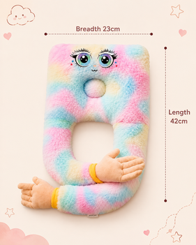 5. Pastel rainbow Mom’s Hug Pillow shown flat with labeled dimensions of 42 cm length and 23 cm breadth.