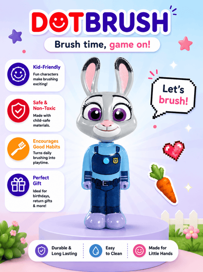   Judy Hopps cartoon character themed kids toothbrush in cute bunny design