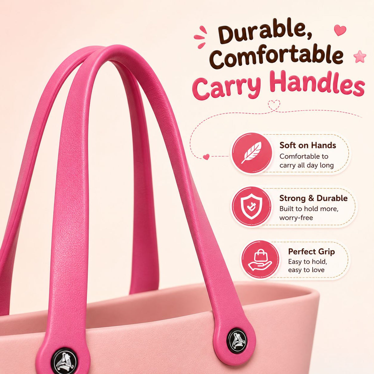 NestVibe Big silicone tote bag with durable comfortable carry handles